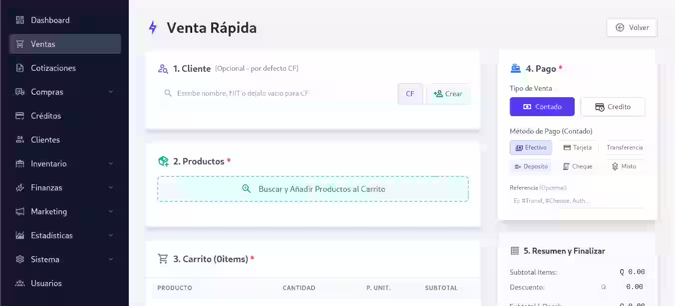 Interfaz del Software POS